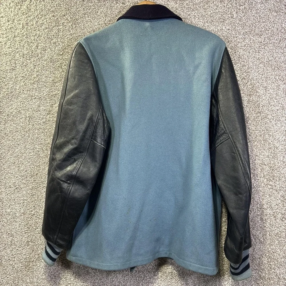 Vintage‎ Butwin Jacket Mens 44 Blue Leather Varsity Softball 1968 North Dakota